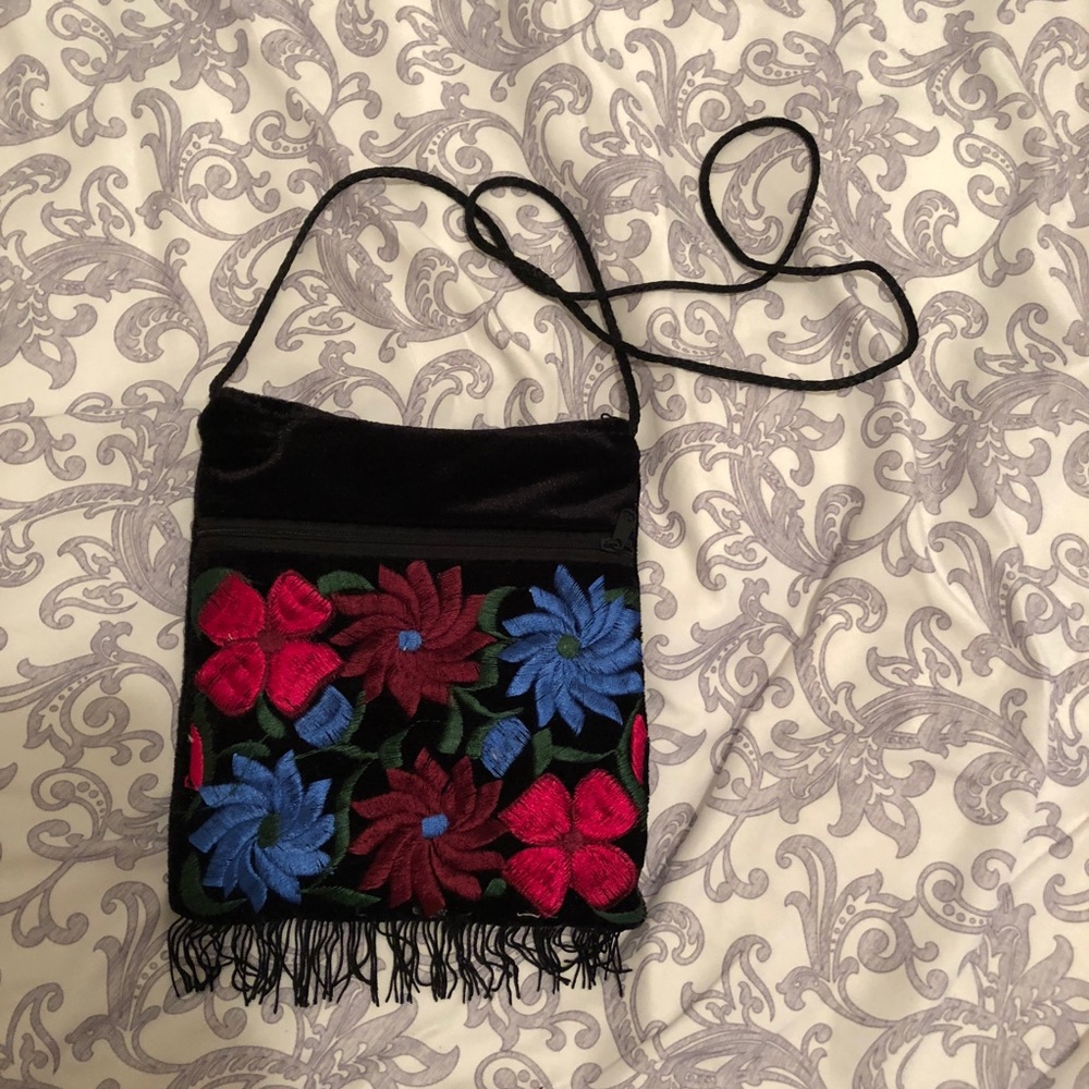 Velvet Floral Crossbody Bag